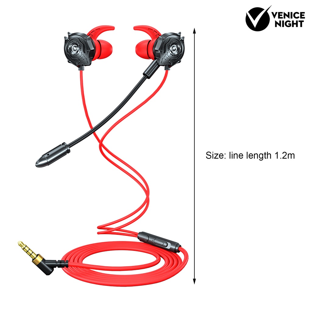 (VNEP) (Berkabel) G500 3.5mm Headset Gaming In-ear Earphone Pembatal Kebisingan Universal untuk Ponsel