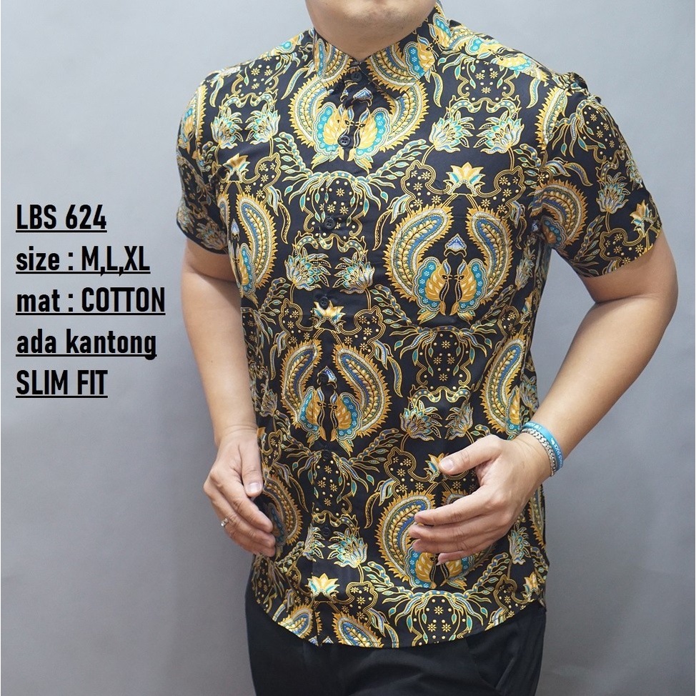 Baju Batik Pria Slimfit Kemeja Lengan Pendek Slim Fit LBS 624