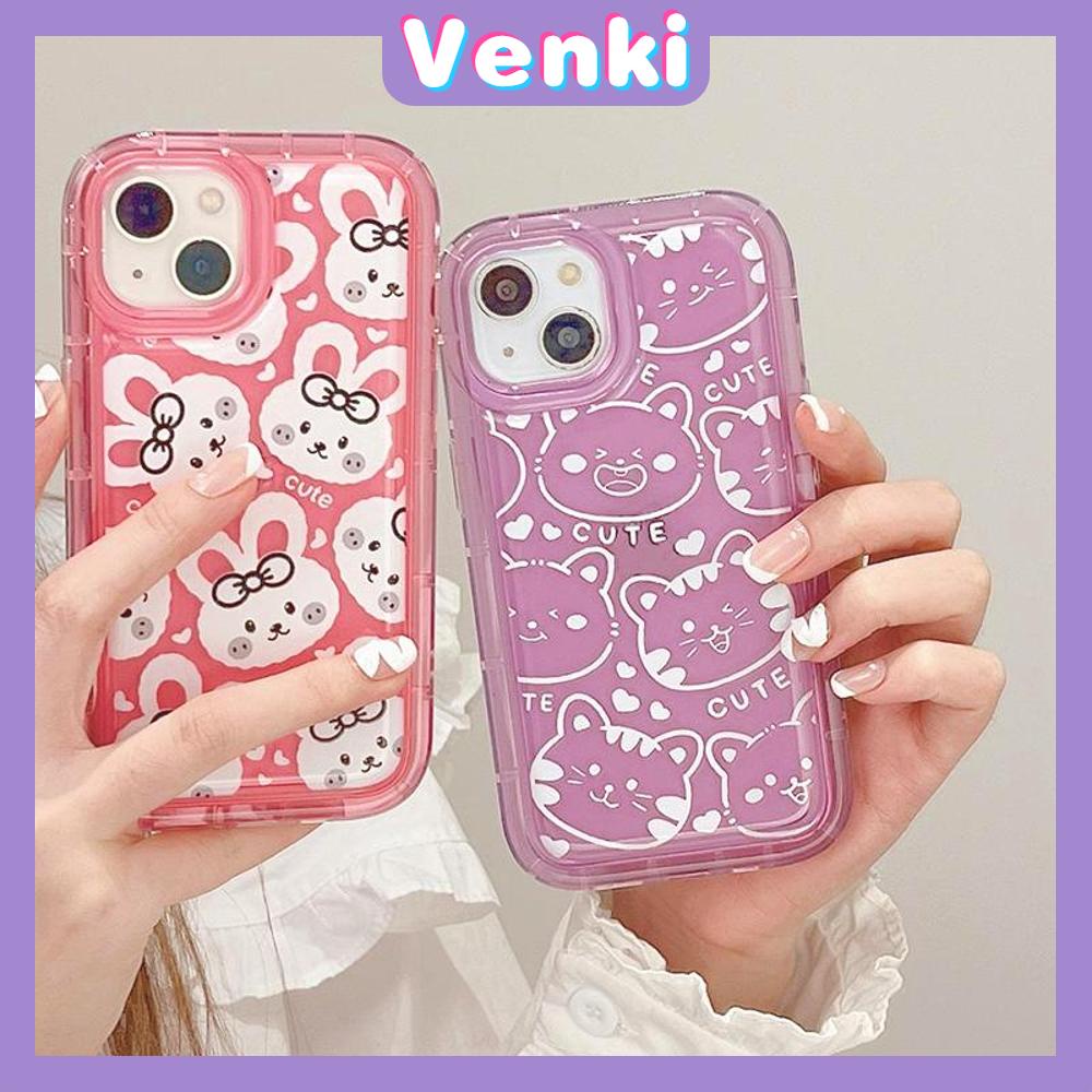 Case For iPhone 14 Pro Max TPU Soft Jelly Airbag Case Clear Cute Bunnies and Cats Stickers Case Camera Protection Shockproof For iPhone 14 13 12 11 Plus Pro Max 7 Plus X XR