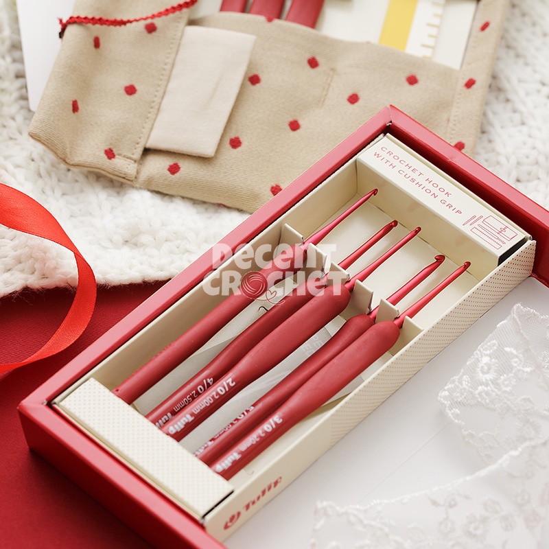 [SET] Hakpen (Alat/Jarum Rajut) Tulip ETIMO RED Crochet Hooks With Cushion Grips