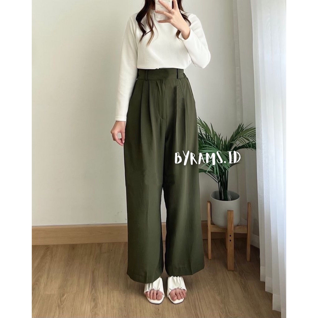 Celana Kulot Crinkle Highwaist Wanita Loose Cullote Pants