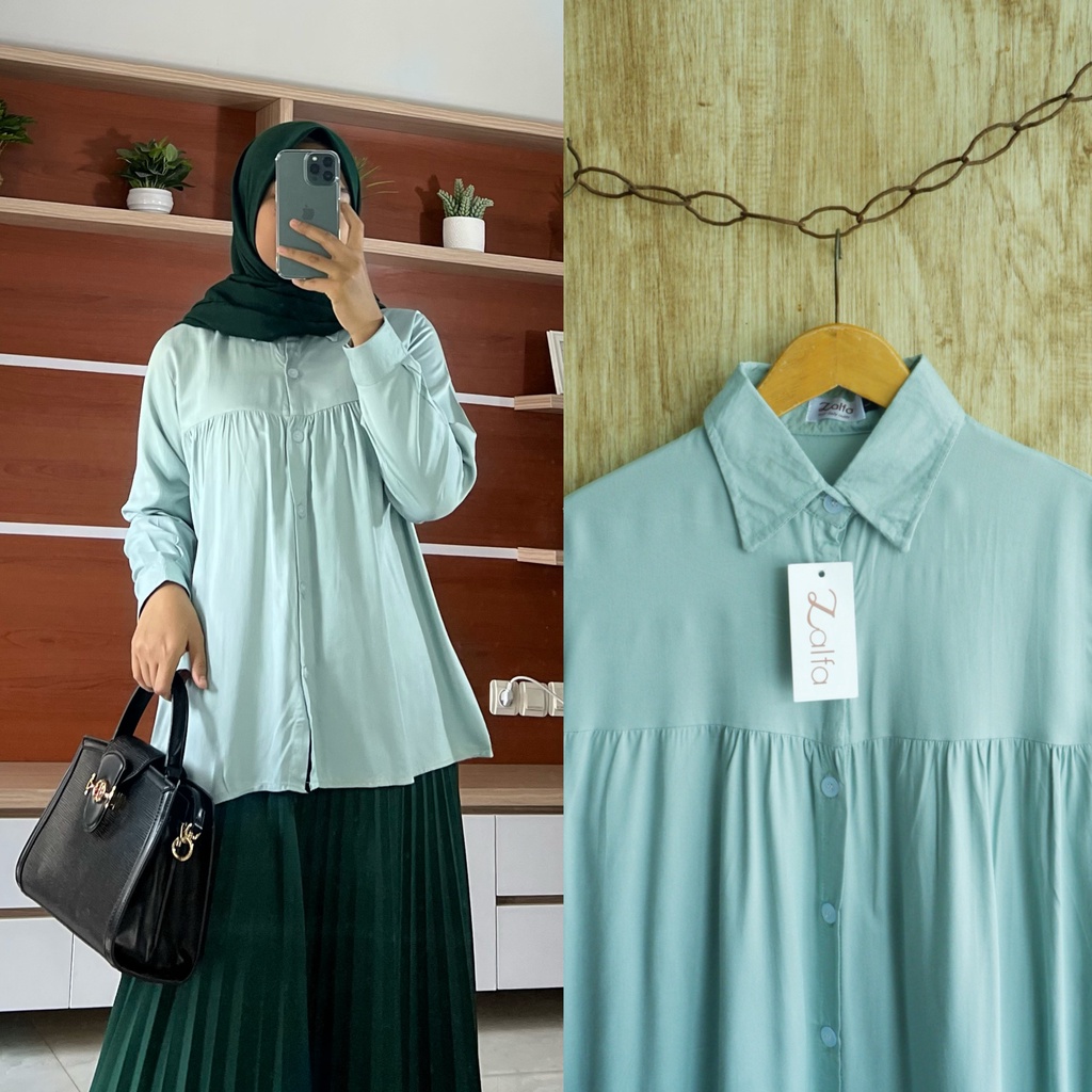 HARUKA blouse by ZALFA OUTFIT / kemeja rayon / blouse rayon / kemeja polos