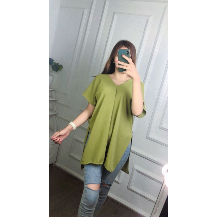 Bosque Blouse Wanita Jumbo Crinkle Airflow Premium Kemeja Wanita Lengan Panjang Baju Import Casual Kantor LD 120