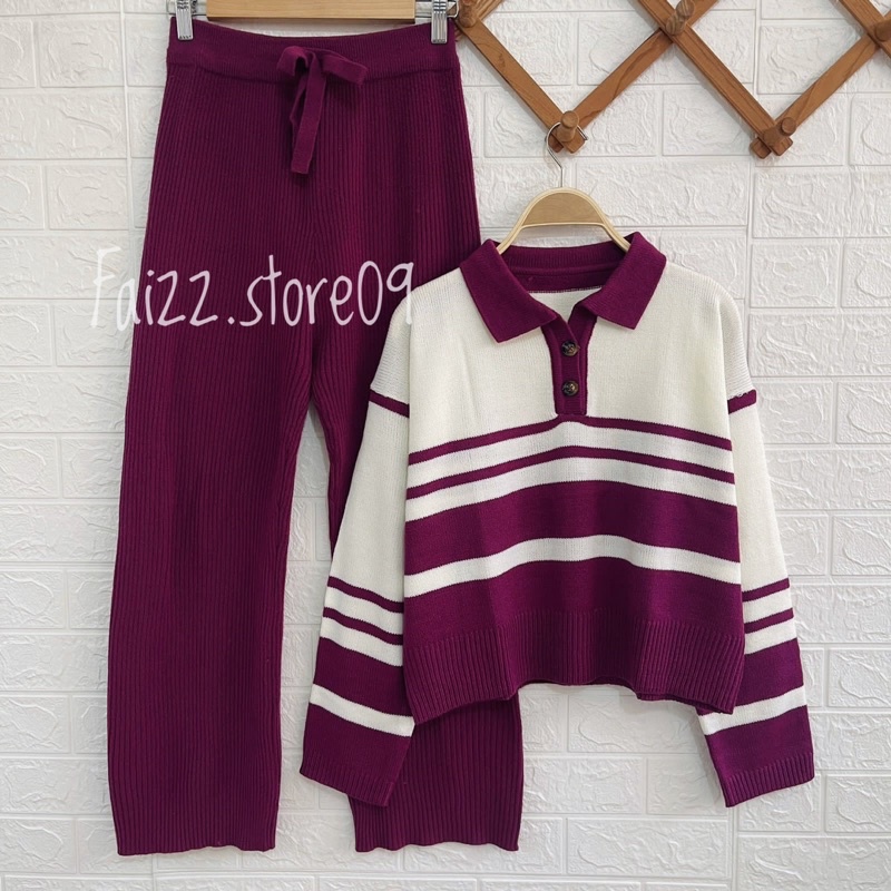 ONESET SWEATER RAJUT PEPONI SETELAN CELANA KULOT