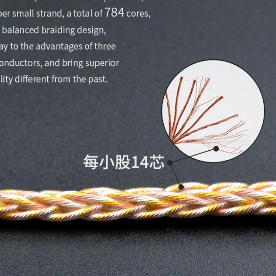 KZ 8 Cores Gold Silver and Copper Mixed 784 Core Upgrade Cable
