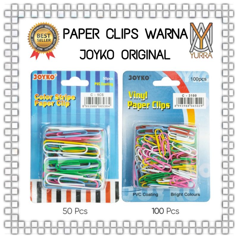 

YURRA - PAPER CLIPS JOYKO ORIGINAL KLIP PENJEPIT KERTAS BESAR - KECIL WARNA WARNI