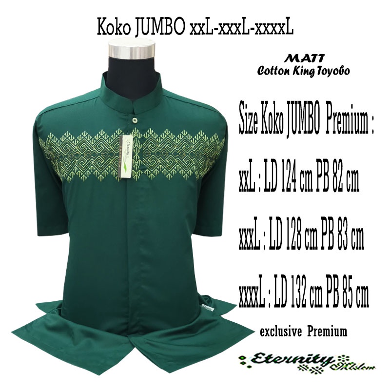 Koko Pria JUMBO XXL-XXXL-XXXXL Lengan Pendek Bordir Kombinasi Koko Eternity Koko Baju COD