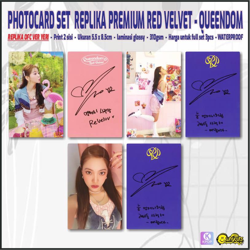 Photocard Set Premium Red Velvet Queendom / Print 2 sisi Full laminasi glossy / Anti air