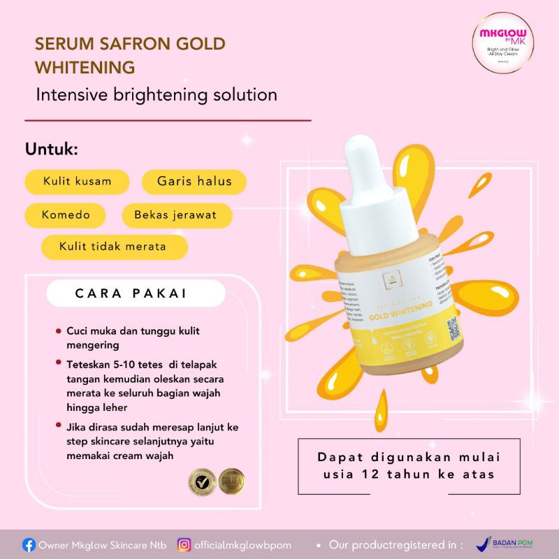 serum safron gold whitening MK glow