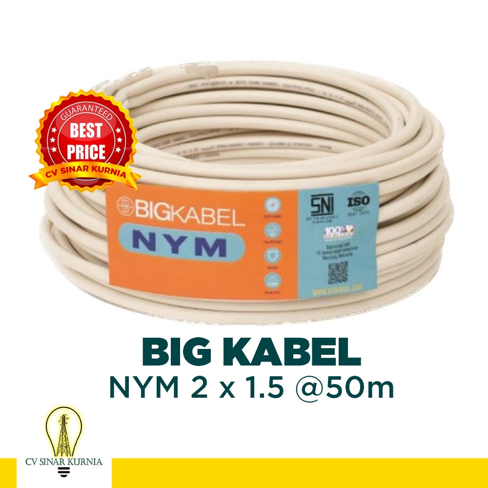 Kabel Listrik BIGKABEL NYM 2x1.5 2x1,5 2 x 1.5 2 x 1,5 roll @50m GROSIR