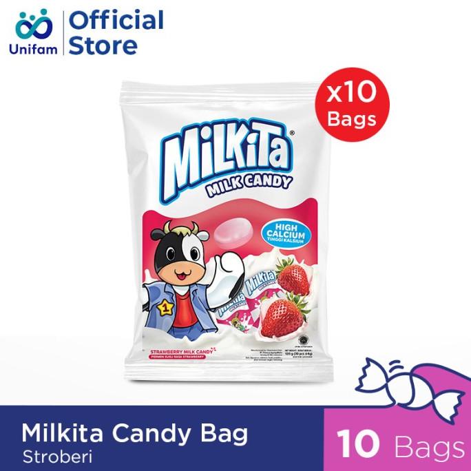 

Discount MILKITA CANDY STRAWBERRY BAG PREMIUM PAKET 10 BAG /PERMEN LUNAK/PERMEN VIRAL/PERMEN MILO/PERMEN YUPI/PERMEN JADUL/PERMEN KARET