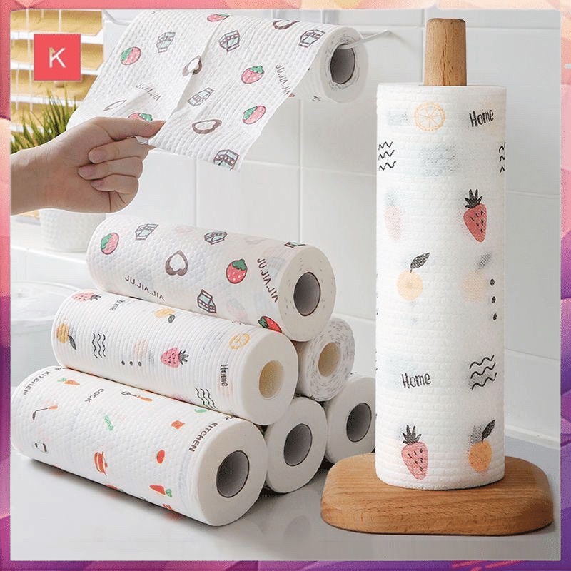 ANG TISU KAIN LAP DAPUR ROLL MOTIF 20X25CM DAN 20X20CM /  KAIN LAP TISSUE ANTI MINYAK GULUNG SERBAGUNA