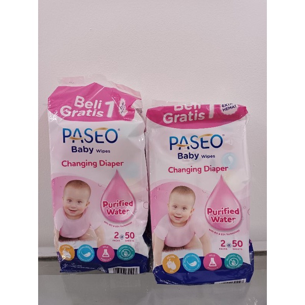 tisu basah paseo baby wipes (beli 1 gratis 1/ tisu bayi 50s)