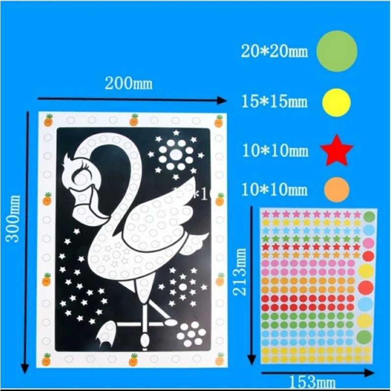 Mainan edukasi kerajinan tangan tempel menempel stiker sticker mosaik mozaik bulat dot bintang tempe