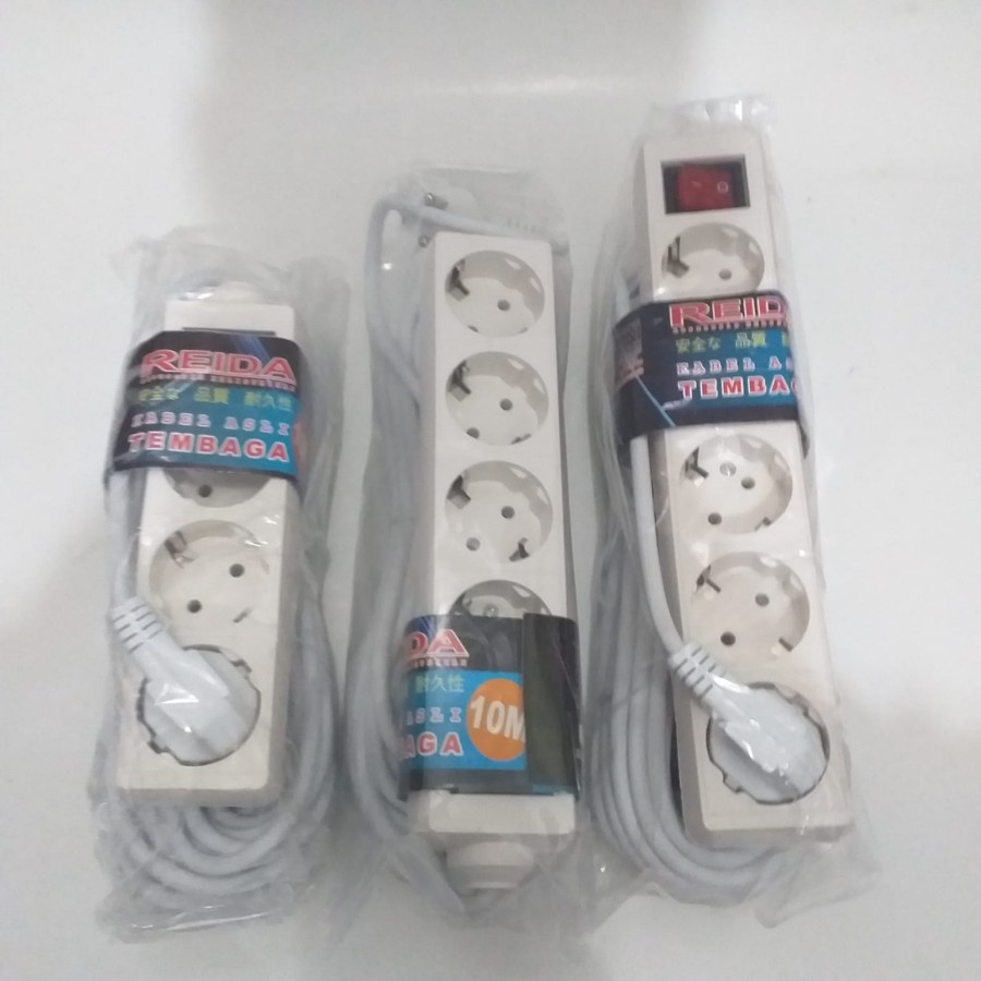 StopKontak Stop Kontak Arde Saklar 10M Kabel 5 / 4 / 3 Lubang Plat Kuningan