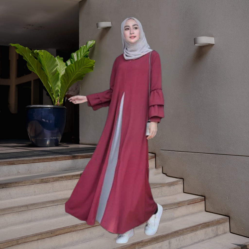 ALIZA MAXY Gamis remaja polos model terbaru kekinian 2023 / baju wanita Dress murah Up To Date size fit M L XL