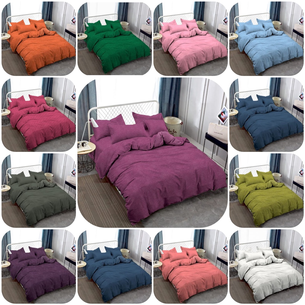 Vallery Quincy Bedcover + Sprei Polos Embossed King T30 ( 180x200x30 ) - Sarung Bantal dan Sarung Gu