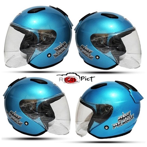 Helm Half Face Solid Mla Dj Maru ICE BLUE ONE PEACE Singel Visor Untuk Pria Dan Wanita Dewasa SNI COD