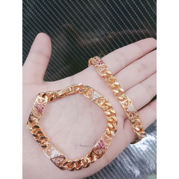 Gelan tangan wanita / gelang rante plat / yaxiya / xuping / lapis emas