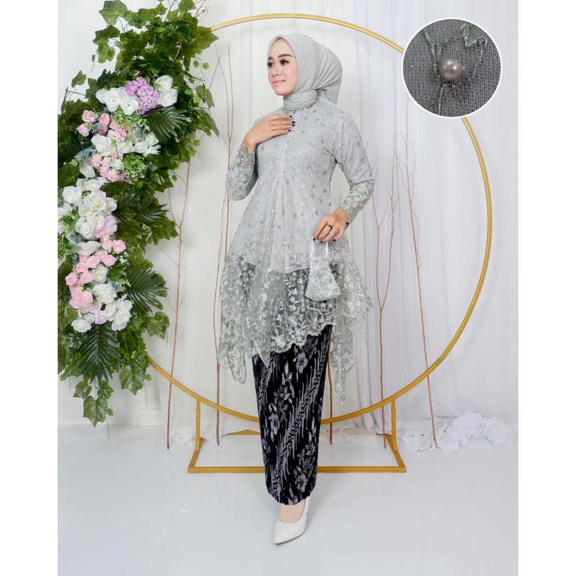 Setelan kebaya busui arumi | Kebaya pesta | Kebaya modern | Baju pesta pernikahan | Tunik tulle