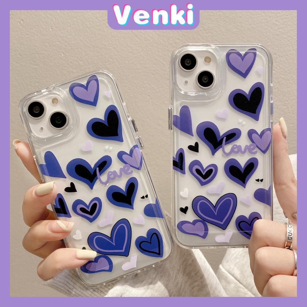 Case For iPhone 14 Pro Max Soft Silicone Big Hole Clear Space Case Purple Heart Plating Buttons Camera Protection Shockproof For iPhone 14 13 12 11 Plus Pro Max 6 7 8 Plus XR XS