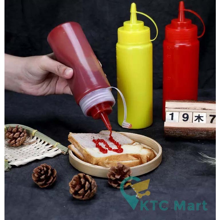 KTC Mart - Botol Saus Plastik Tomat Kecap Sambel Sambal Mayonaise Minyak Tebal Anti Tumpah Botol Saos