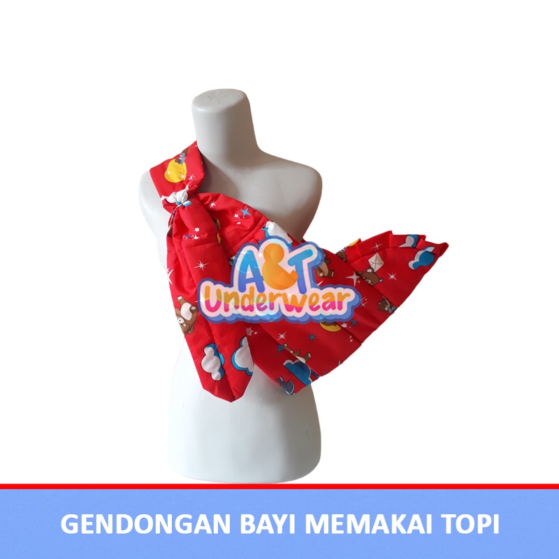 AT132-Gendongan bayi motif karakter memakai topi