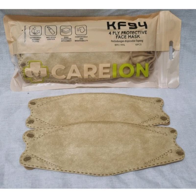 KF94 MASKER FACEMASK MOUSON / CAREION / ONCARE 4PLY ISI 10 PCS WARNA HITAM - PUTIH-APRICOT CAREION/KF94