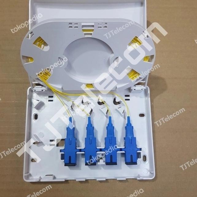 Roset optik / roset FTTH 4 core SC lengkap adaptor + pigtail