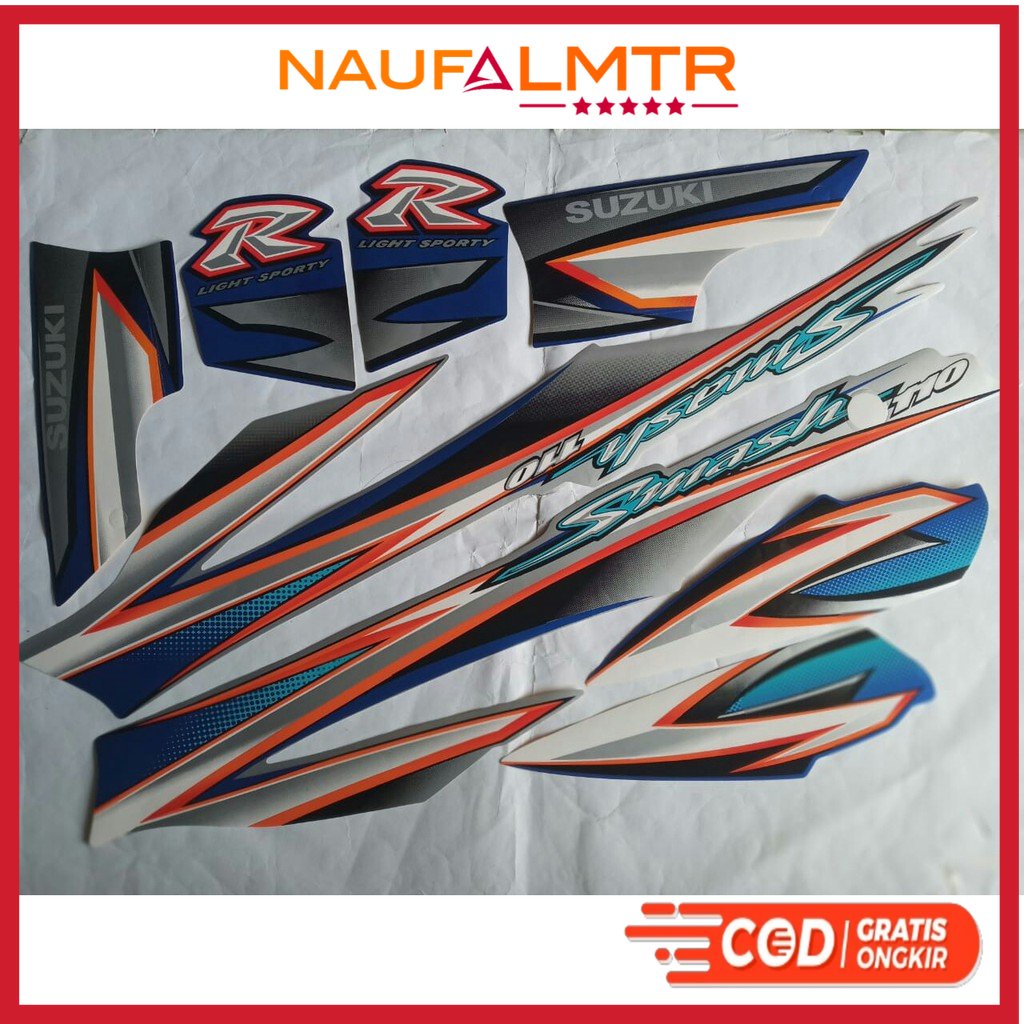 stiker striping suzuki smash 110R 2005 silver biru