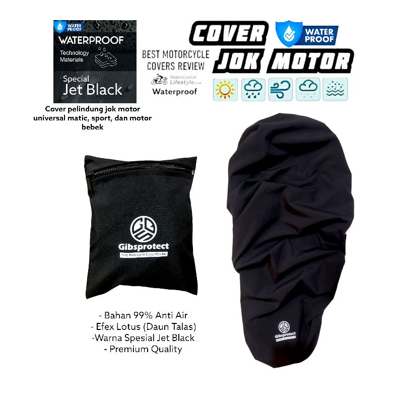 Pelindung jok motor waterproof exclusive jet black size L dan XL untuk motor matic dan motor bebek sarung jok motor universal