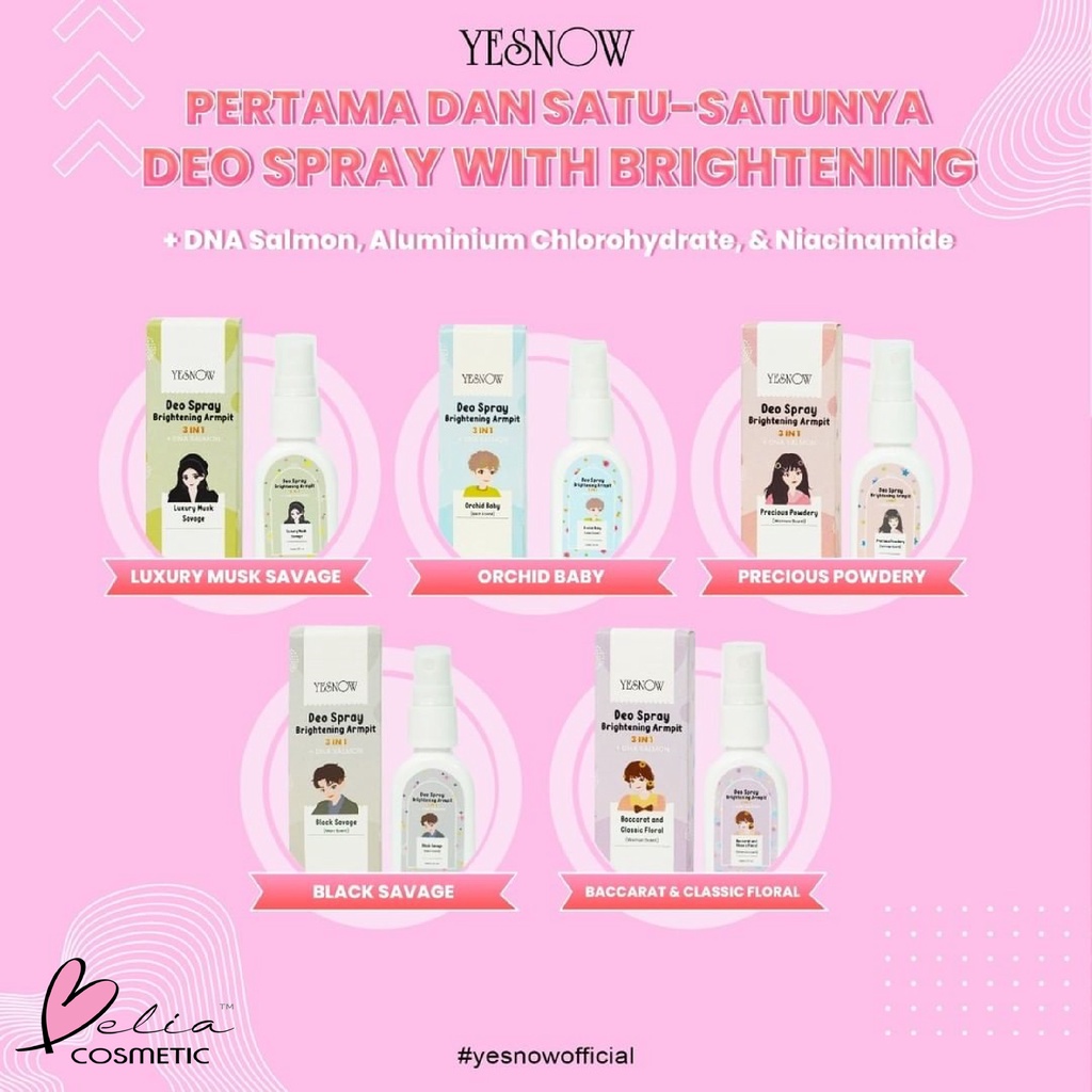 ❤ BELIA ❤ YESNOW Deo Spray Brightening Armpit 3IN1 + DNA SALMON 30ml | Brightening Armpit | BPOM