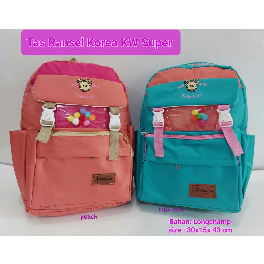 Tas Ransel Wanita Bahan Longchamp /Tas Ransel Sekolah Anak Cewek SD SMP/SMA