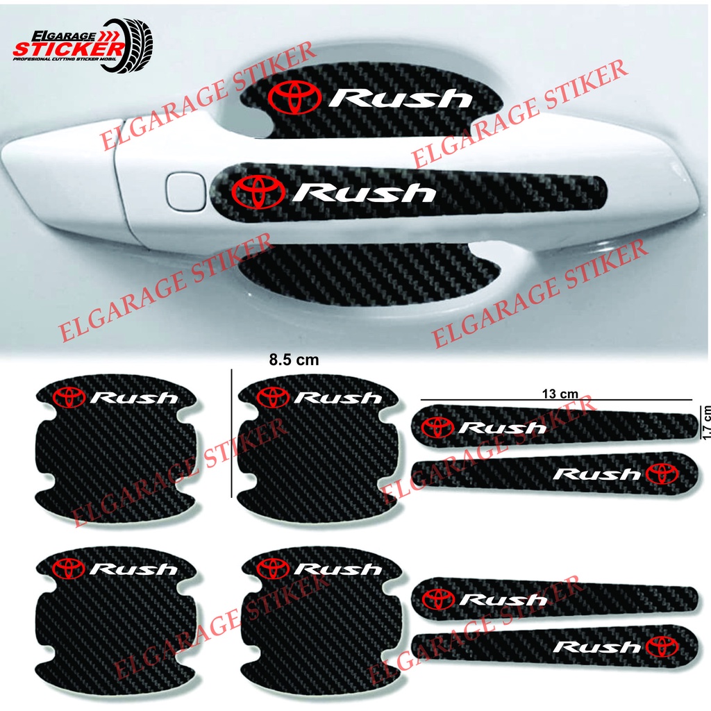 8pcs stiker carbon handle pintu mobil toyota rush stiker pelindung gagang pintu mobil dari goresan