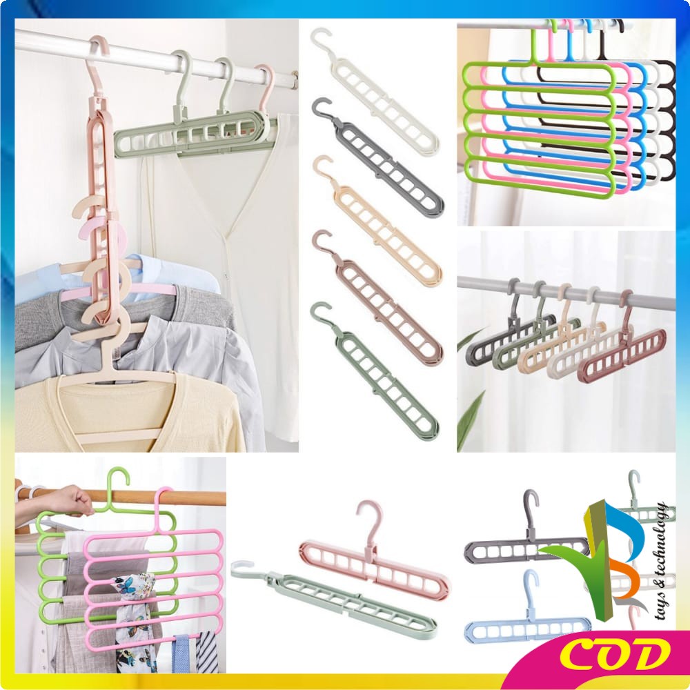 RB-C125 C126 C159 Magic Hanger Baju 9 Lubang / Hanger Pakaian 5in1 Gantungan Baju / Handuk Plastik