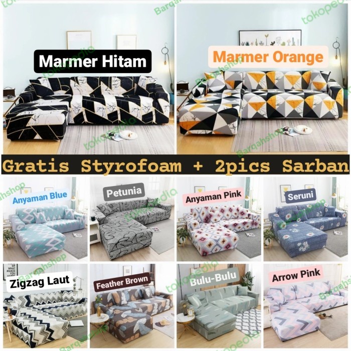 Cov Cover Sofa L Shaped Sarung Sofa Leter L Siku Elastis Anti Slip Import