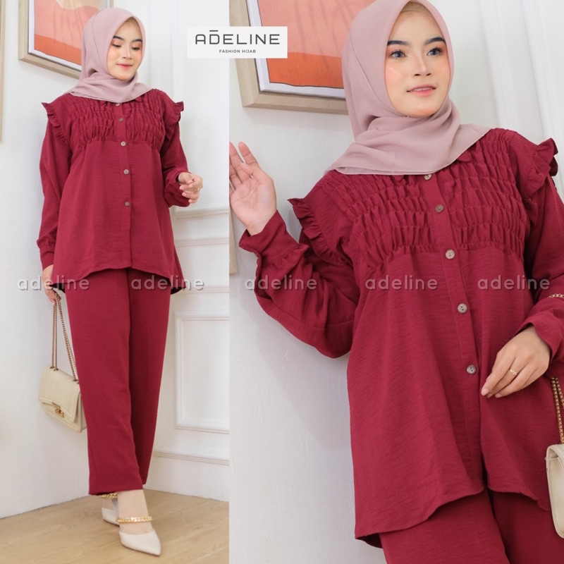 Smoke Set Ld110- SetCel Crinkle Jumbo Bigsize Oversize  One Set Setelan Wanita / 395-7040