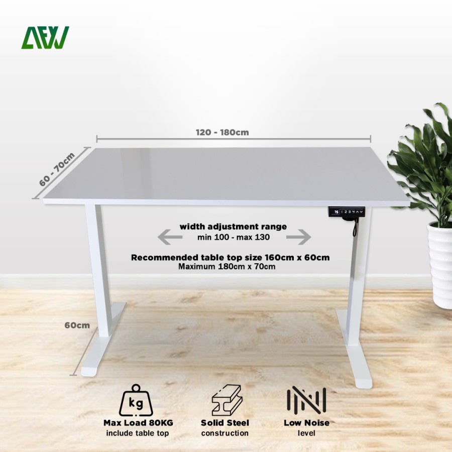 Kaki Meja Elektrik Adjustable Electric Working Gaming Desk ALL FOR WORK - Single Desk 2791