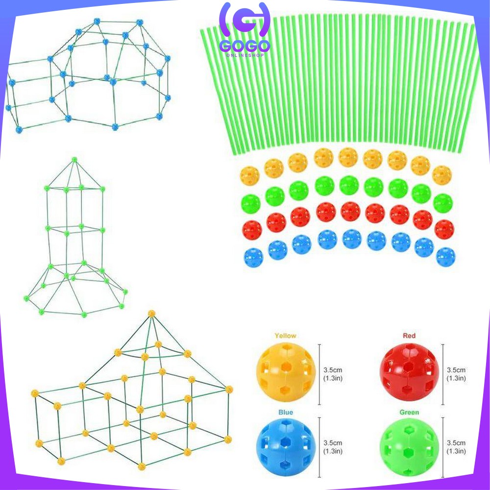 GOGO-M200 Mainan Anak Magic Straw Tenda Mainan Anak Rumah Rumahan Mainan Pipa Ajaib Building Block