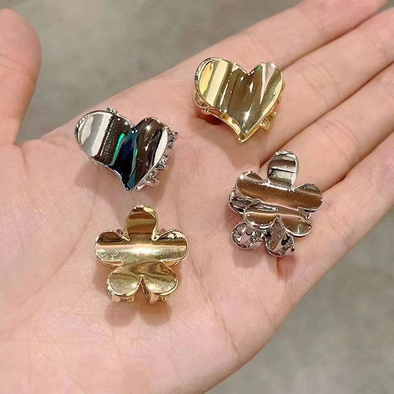 [Harga Grosir] Cinta Hati Bunga Jepit Rambut Elegan Manis Fashion Lucu Logam Hair Claw Korea Mini Kecil Ikatan Simpul Poni Samping Hair Pin Populer INS Style Hair Clip