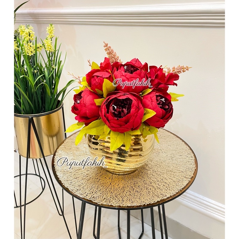 Vas gold keramik  / Vas bunga gold bulat