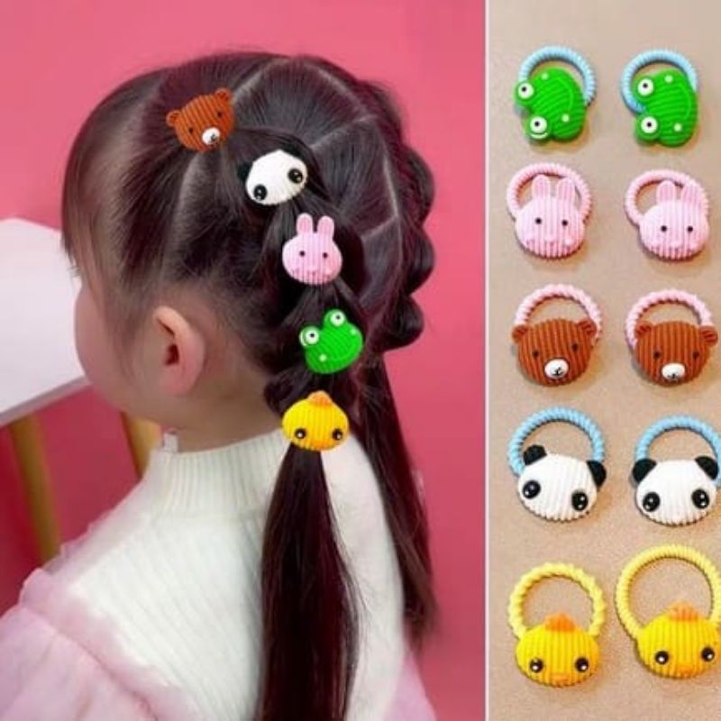 10pcs Ikat Rambut Karakter Anak Gaya Korea Import