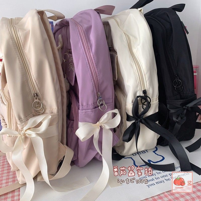 Sera ins cute bow all-match girl college style casual chic Japanese Hong Kong style Lolita JK backpack