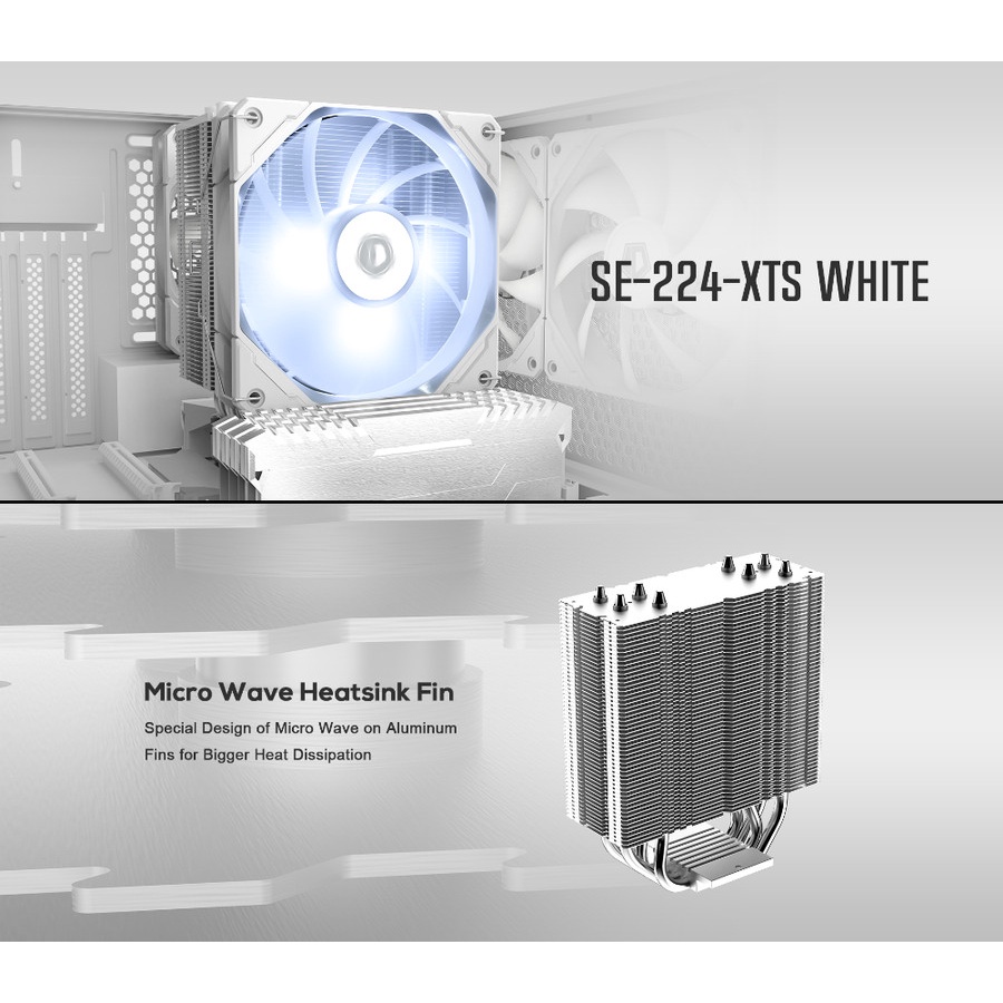 ID-COOLING SE-224-XTS WHITE LED | 120MM AIR CPU Cooler HSF Intel / AMD