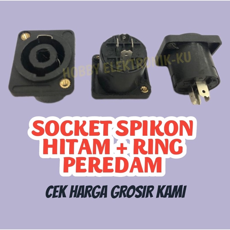 SOCKET SPEAKON SOKET SPIKON HITAM + RING PEREDAM