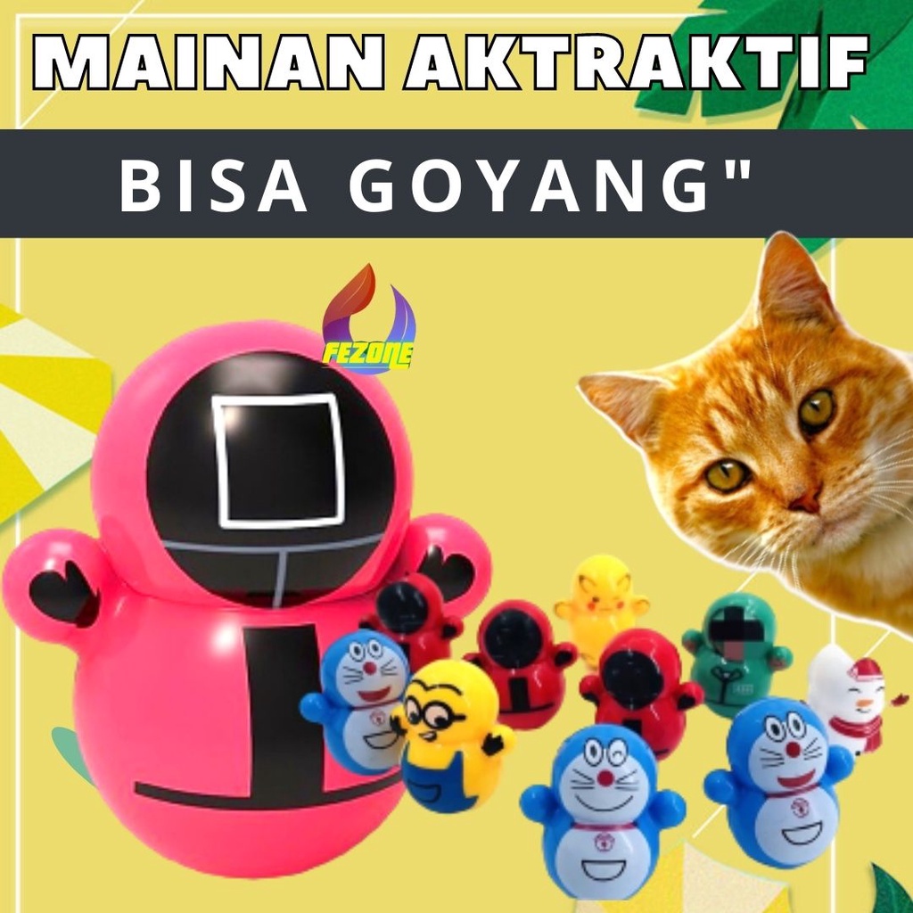 Mainan Goyang Kucing Motif Squid Game Minion Pinguin Cat Toys FEZONE