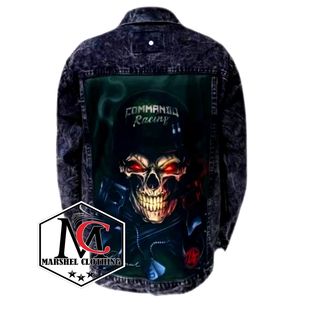 RCL - Jaket Jeans Printing Sanwash Hitam Command Racing