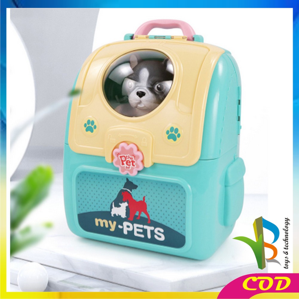 RB-M292-M293 Mainan Koper Backpack Set Maenan Anak Tas Ransel Pet Simulasi Kucing dan Anjing Make Up Set Pet Back Pack