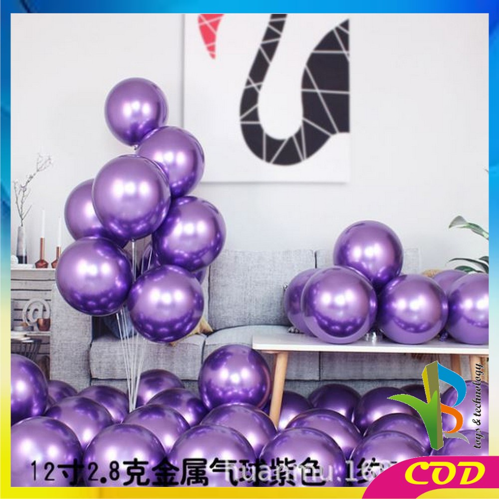 RB-C391 C393 Balon Latex Polos Tebal Metalik / Ballon Macaron Karet Latek Ulang Tahun / Balon Karet Warna Warni Ultah Helium