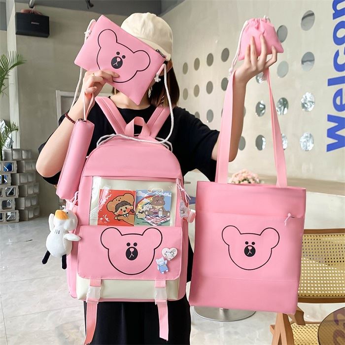 BJ212471 (5IN1) - BLACK/BLUE/GREEN/PINK/PURPLE - TAS RANSEL SEKOLAH WANITA FASHION KOREA CHINA IMPORT MODIS ELEGAN TERMURAH TERLARIS TERBARU BAGSTORE JAKARTA TAS BATAM JT12471